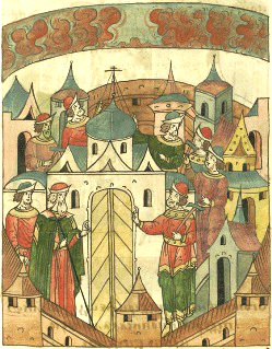 Файл:Строительство Феодоровской церкви в Новгороде 1360.jpg