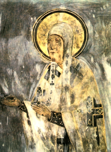 Файл:Алексий Новгородский. Фреска церкви Успения на Волотовом поле, XIV век.jpg