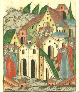 Файл:Строительство церквей в Новгороде 1384.jpg
