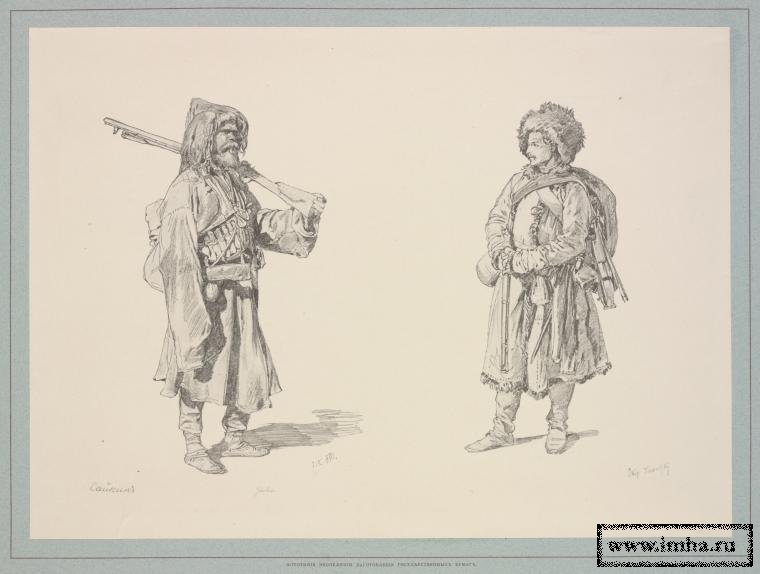 Файл:Охотник и солдат Кабардинского полка (литография).jpg