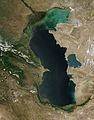 Уровень Каспийского моря (-28 м) - самая низкая естественная точка поверхности России (42° с. ш. 51° в. д.)