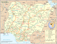 Карта штатов, речных путей и автодорог Нигерии