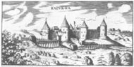 Общий вид крепости Копорье с востока. Гравюра начала XVII в.
