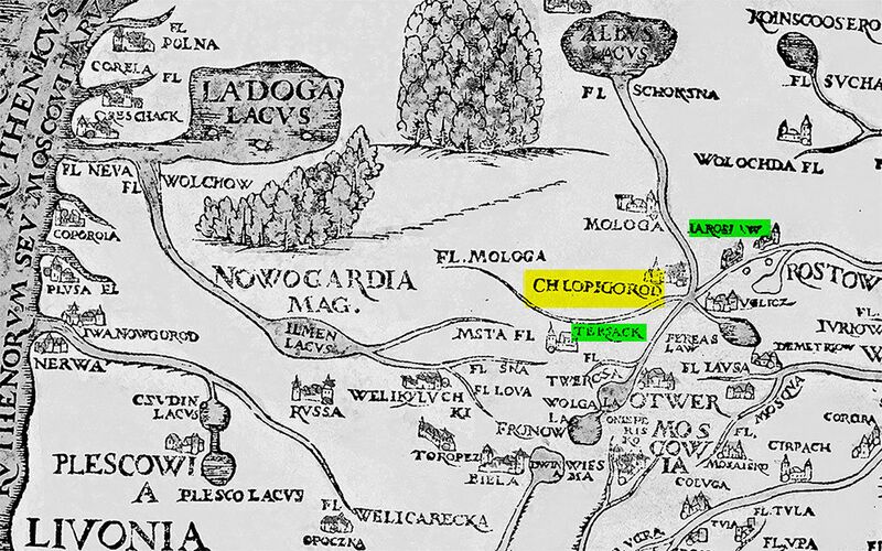 Файл:Холопий городок на карте Московии Сигизмунда Герберштейна 1549 года.jpg