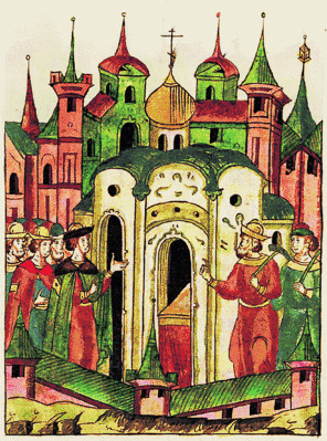 Файл:Строительство одноглавого Успенского собора во Владимире, миниатюра ЛЛС.jpg