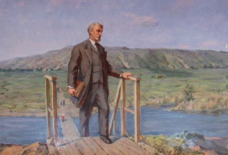 Файл:Николай Гарин-Михайловский на мосту. Худ. В.М. Захаров.jpg