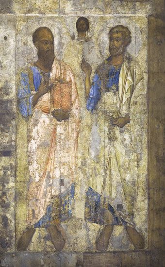 Файл:Пётр и Павел. Икона XI века Софийского собора в Новгороде.jpg