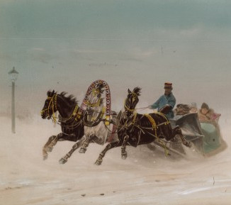 Файл:Тройка зимой. Раскрашенное фото Петра Павлова (фрагмент).jpg