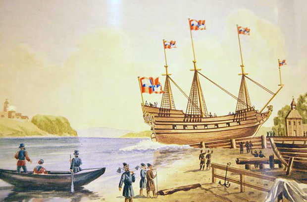 Файл:Спуск на воду корабля «Орёл». Худ. В.И. Овчинников.jpg