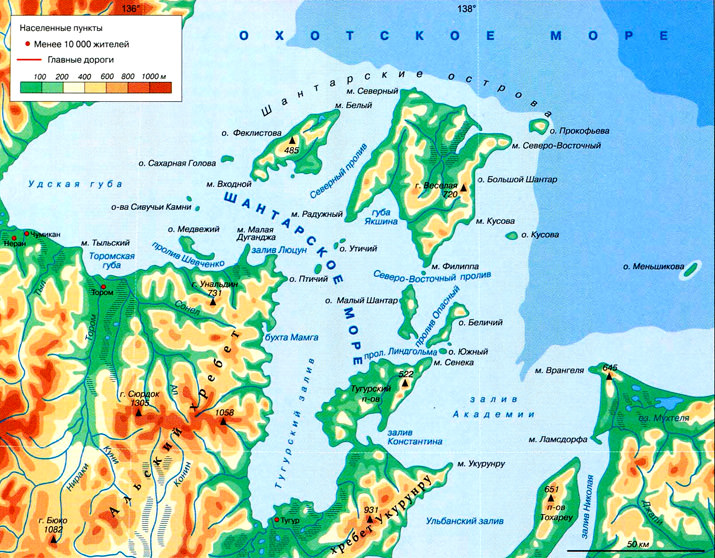 Шантарское море карта