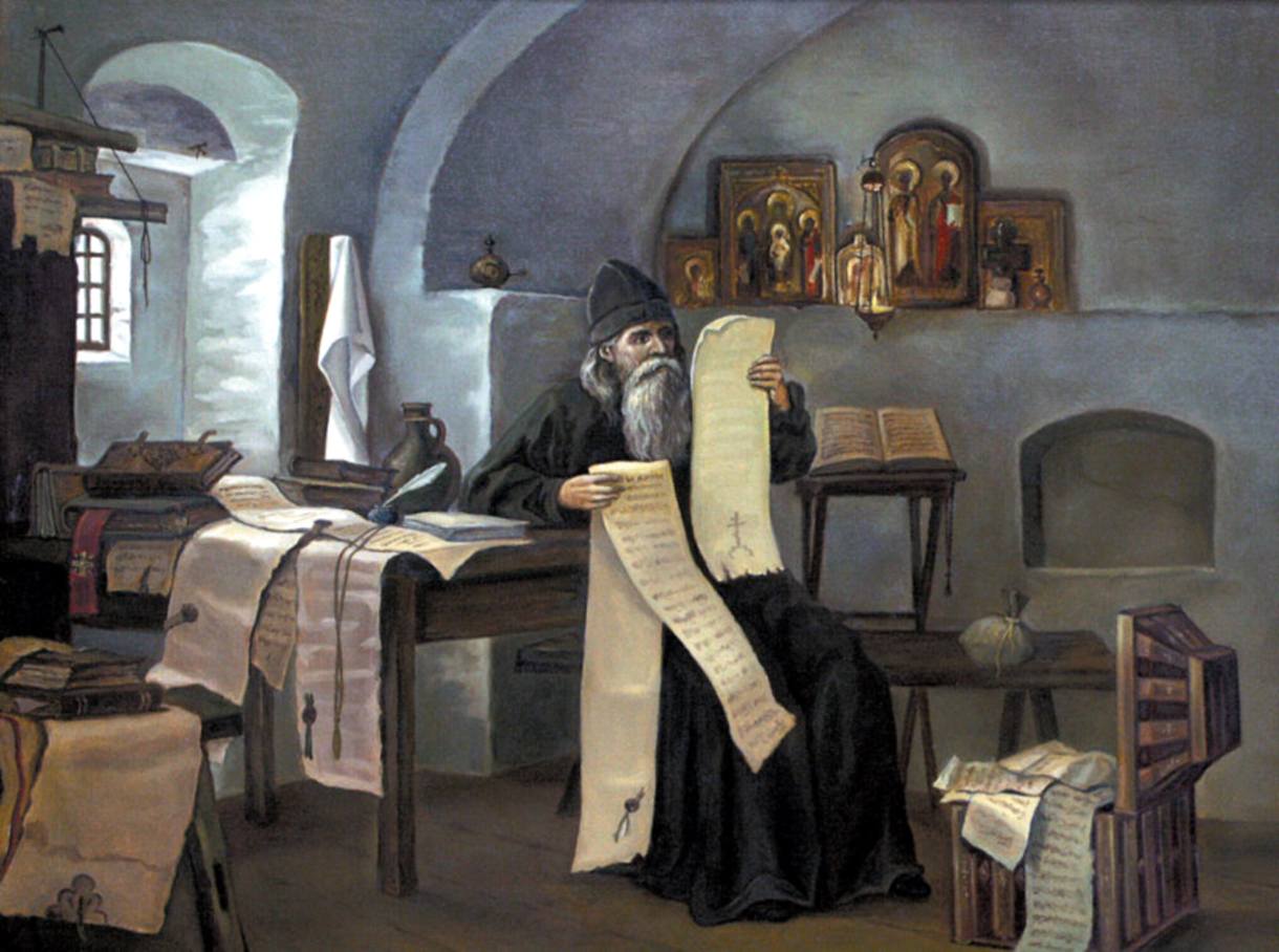 Переписывали тексты и вели летописи. Монахи летописцы древней Руси.