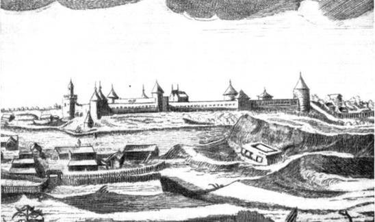 Файл:Крепость Ивангород на гравюре Олеария, фрагмент.jpg