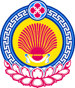 Кисточки ула́н зала́, шарф хадак, орнамент зег и лепестки белого лотоса (герб Калмыкии)