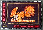 Богатырский конь – частый мотив палехской миниатюры