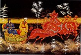 Тройка и богатырские кони - частые мотивы палехской миниатюры
