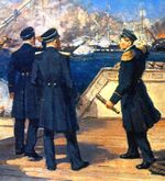 Павел Нахимов, Владимир Корнилов и Владимир Истомин — герои Наваринского боя (все — на «Азове»), герои обороны Севастополя; Нахимов — победил в последнем крупном сражении парусных флотов (при Синопе)