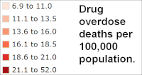US map legend. Drug overdose deaths per 100,000 population.gif