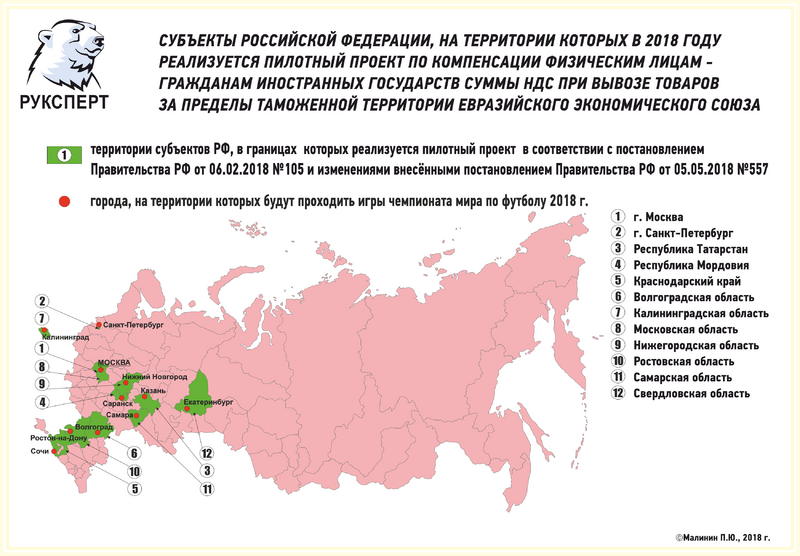 Файл:Регионы и города РФ, принимающие ЧМ-2018.png