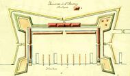 План Адмиралтейской крепости, XVIII в. Не показан пятый южный бастион перед главными воротами
