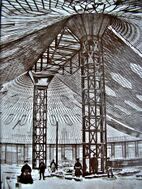 Первое в мире висячее стальное покрытие Овального павильона выставки