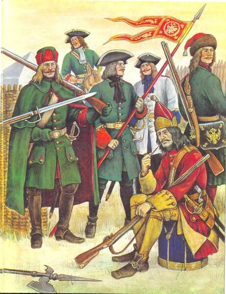 Файл:Офицеры и гренадеры пехотных полков при Петре I.jpg