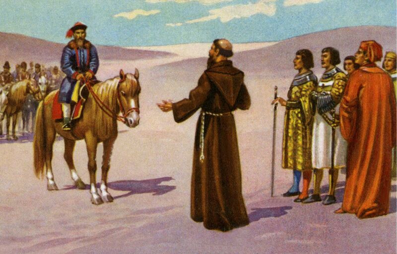 Файл:Плано Карпини, Бенедикт Поляк и монголы (фрагмент рисунка).jpg