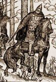 Евпатий Коловрат — воевода, догнавший и разбивший арьергард монголов после разорения Рязани Батыем; былинный богатырь