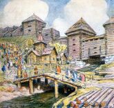 1592—1593 гг.  Деревянный город (стены Земляного города Москвы) с 34(!) башнями