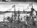 Корабли на Неве, Адмиралтейство и Петропавловская крепость в 1710-е гг.